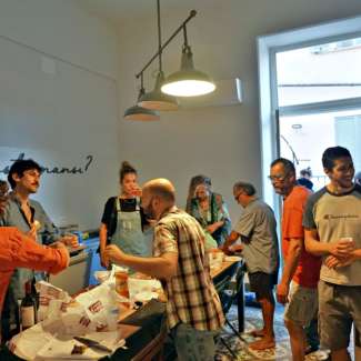 crowded kitchen